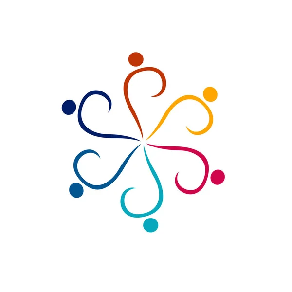 Persone Togehter Colorful Sign Symbol Art Logo Isolato Bianco — Vettoriale Stock
