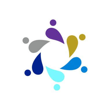 Renkli İnsanlar Birlikte İmza, Sembol, Sanat ve Logo Beyazda İzole Edildi