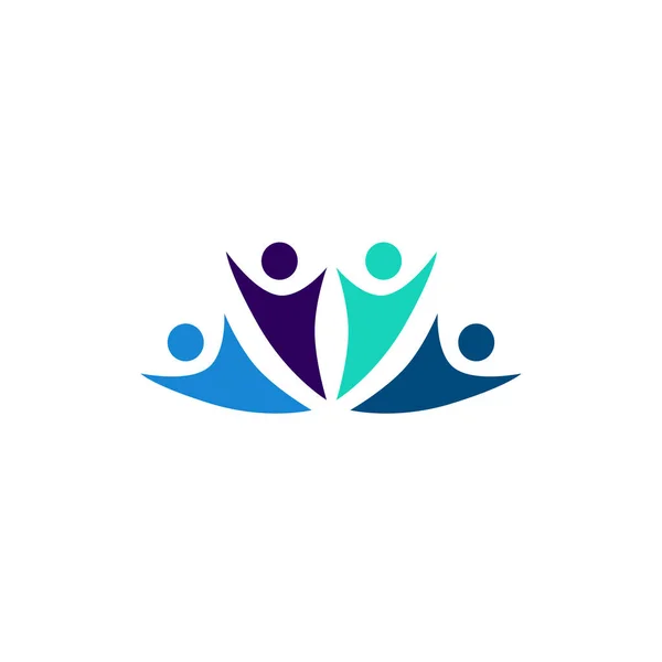 Colorful Ludzie Together Sign Symbol Art Logo — Wektor stockowy