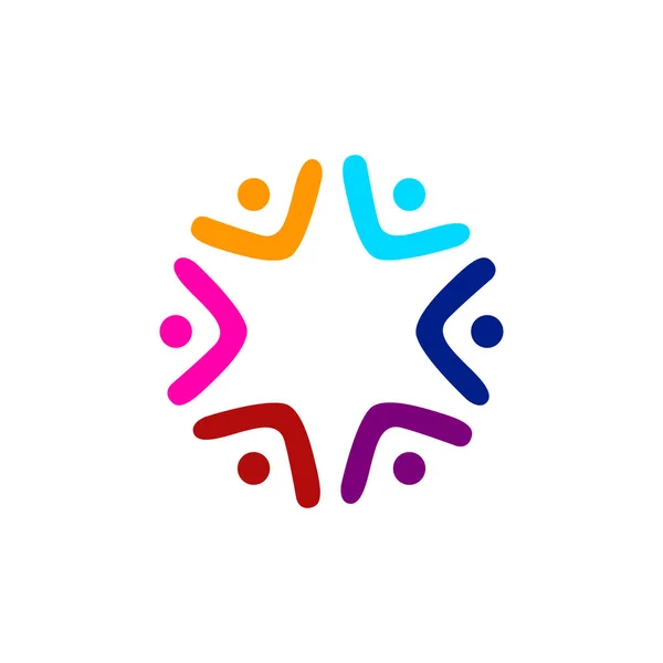 Colorful People Together Signe Symbole Art Logo — Image vectorielle