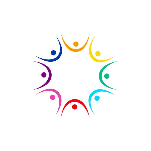 Colorful Ludzie Together Sign Symbol Art Logo — Wektor stockowy
