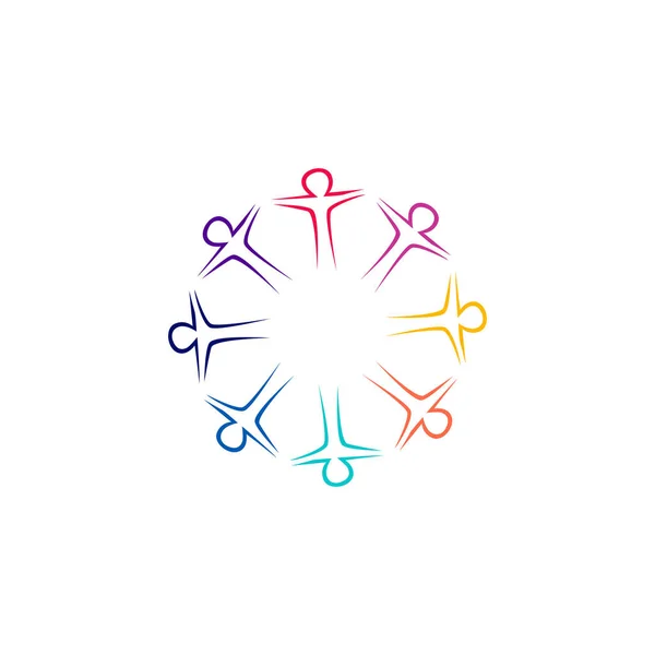 Renkli Nsanlar Birlikte Şaret Sembol Sanat Logo — Stok Vektör