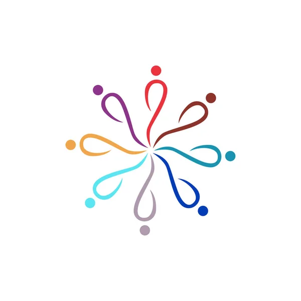 Colorful People Together Signe Symbole Art Logo Isolé Sur Blanc — Image vectorielle