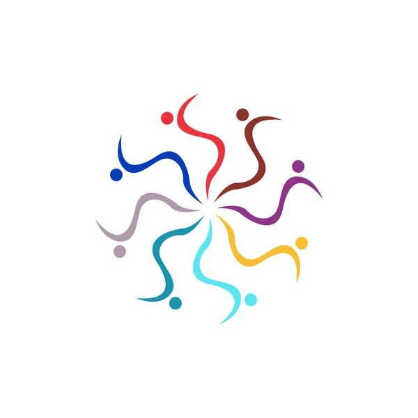 Colorful People Together Signe Symbole Art Logo Isolé Sur Blanc — Image vectorielle