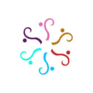 Renkli vektör karakterleri, çemberdeki insanlar, takım çalışması, beyazlar içinde izole edilmiş kalabalık.