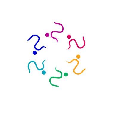 Renkli vektör karakterleri, çemberdeki insanlar, takım çalışması, beyazlar içinde izole edilmiş kalabalık.