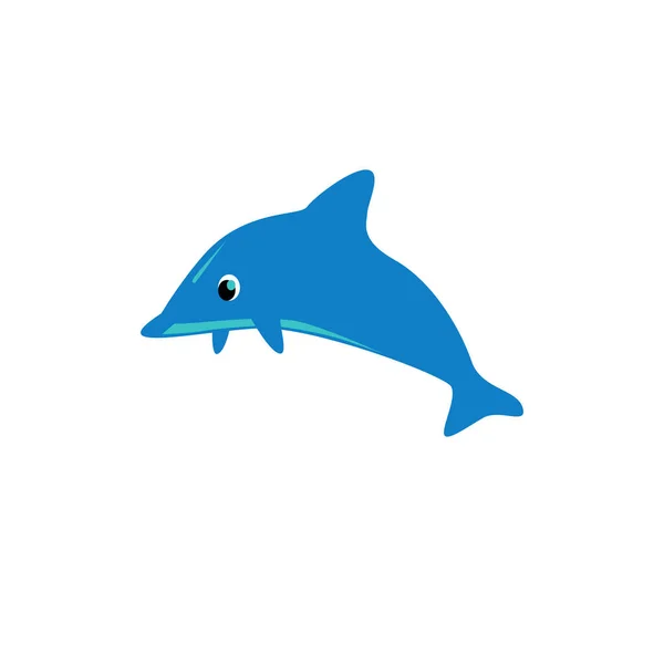 Blue Cute Dolphin Character Vector Art Illustration — Stockový vektor