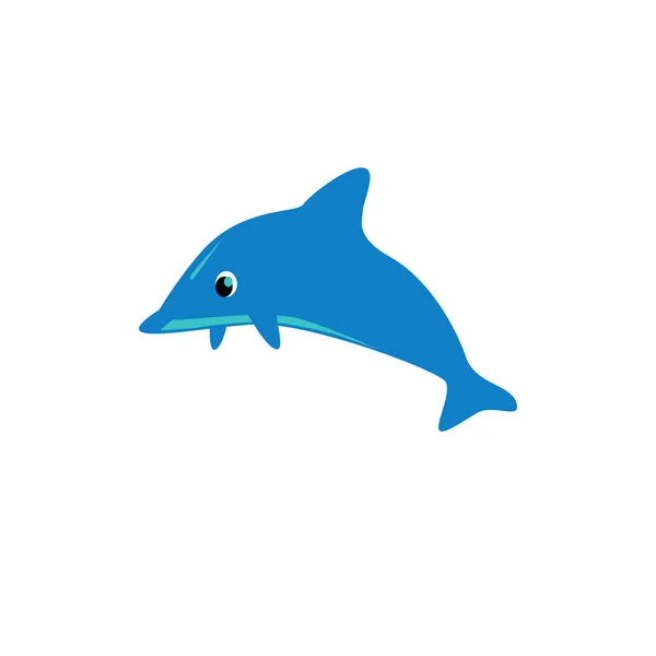 Blue Cute Dolphin Character Vector Arte Ilustração —  Vetores de Stock