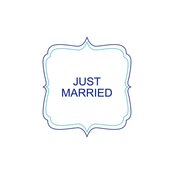 Just Married Blue Sign Symbol Art Isolated White — Stok Vektör