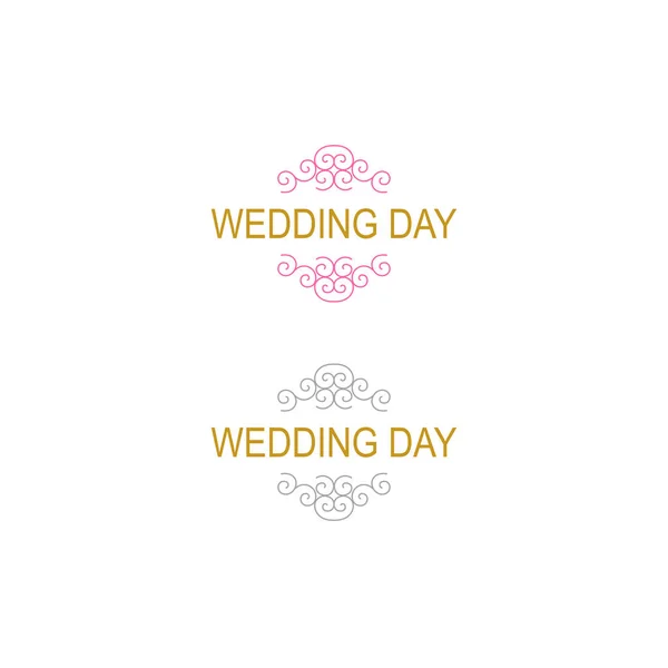 Simple Wedding Day Ornamental Labels Set Isolated White — Stockvektor