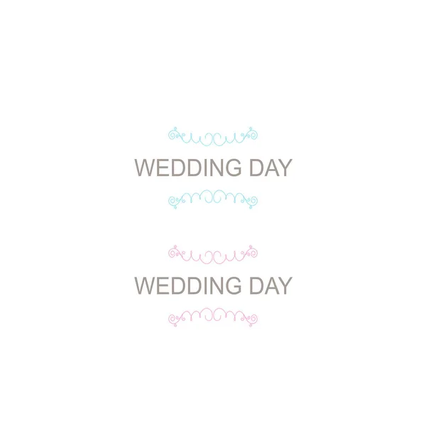 Wedding Day Romance Labels Ornaments Blue Pink Isolated White — Wektor stockowy