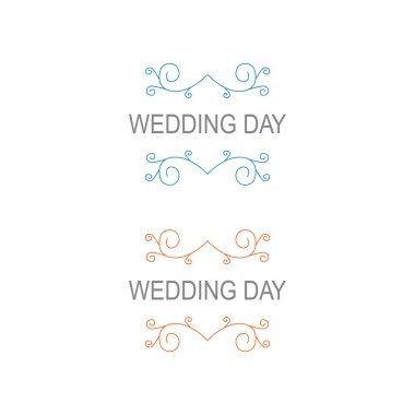 Basit Düğün Günü Etiketleri (Mavi, Sarı) Beyaz Üzerinde