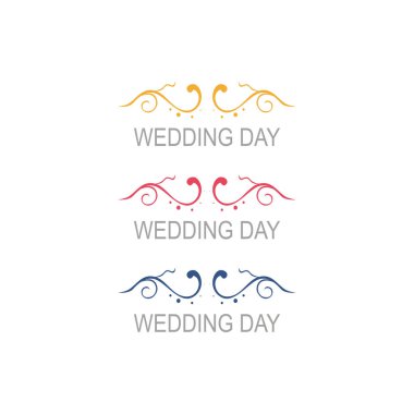 Düğün Günü Halkın Süslü Tasarım Etiketleri Beyazda İzole Edildi