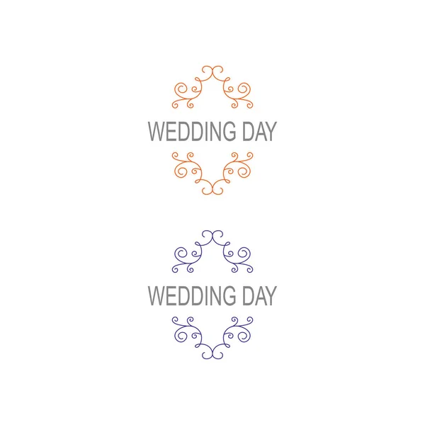 Simple Wedding Day Luxury Ornaments Orange Purple Isolated White — стоковый вектор
