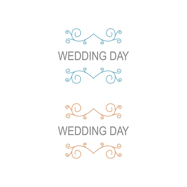 Einfache Etiketten Für Den Hochzeitstag Blau Gelb Auf Weiß — Stockvektor