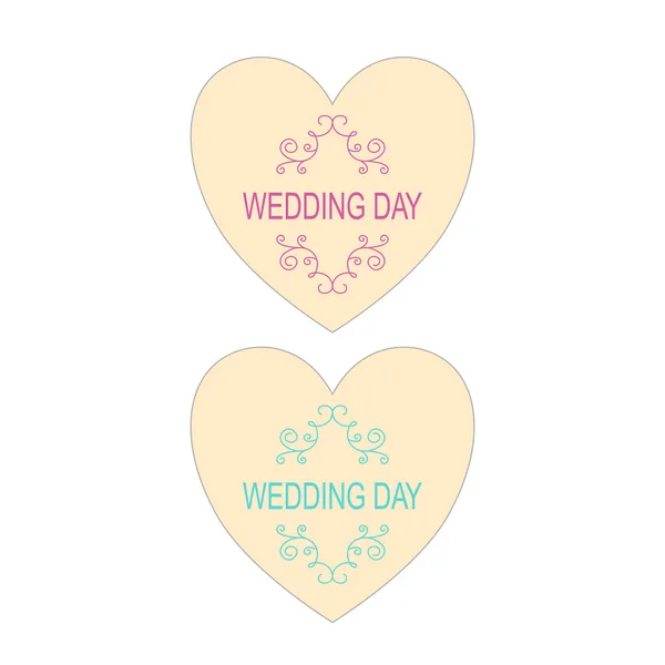 Wedding Day Romance Hearts Pink Blue Isolated White — Vetor de Stock