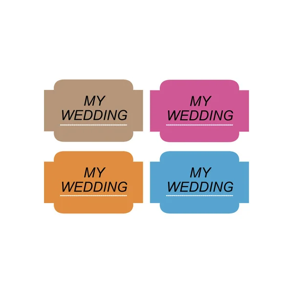 Wedding Colorful Paper Tags Brown Pink Orange Blue — Stockvector