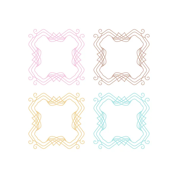 Simple Design Ornamental Labels Pink Brown Yellow Blue — Stockový vektor