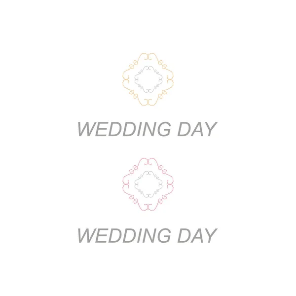 Sinal Dia Casamento Com Ornamentos Isolados Branco — Vetor de Stock