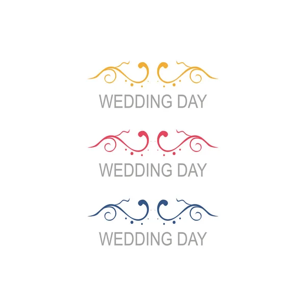 Wedding Day Folk Ornamental Design Labels Isolated White — Archivo Imágenes Vectoriales