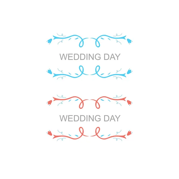 Wedding Day Ornaments Blue Red Isolated White — 图库矢量图片