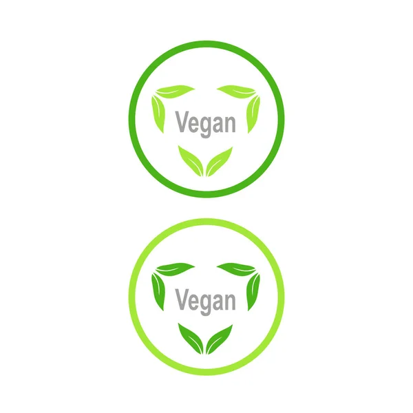 Vegan Green Circle Labels Isolated White — Stockový vektor