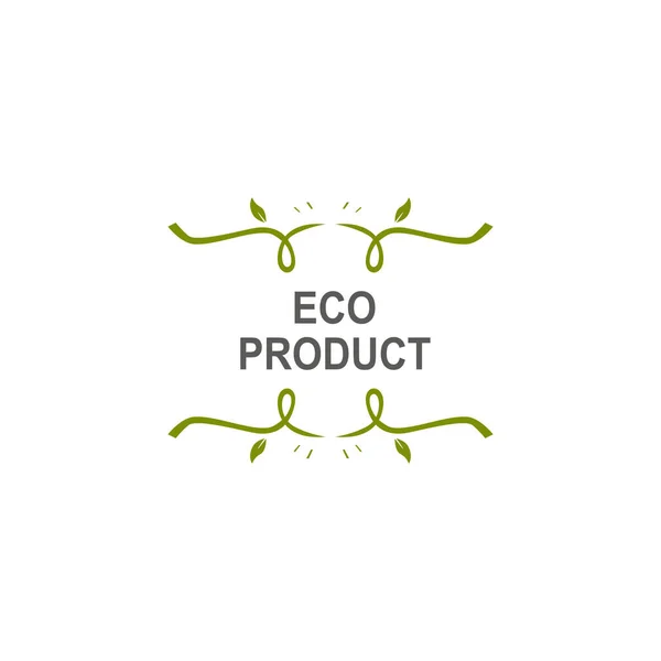 Eco Product Green Ornamental Badge Isolated White — Stock Vector