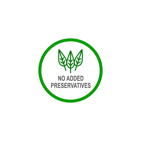 Added Preservatives Circle Badge Green Leaves Isolated White — Stok Vektör