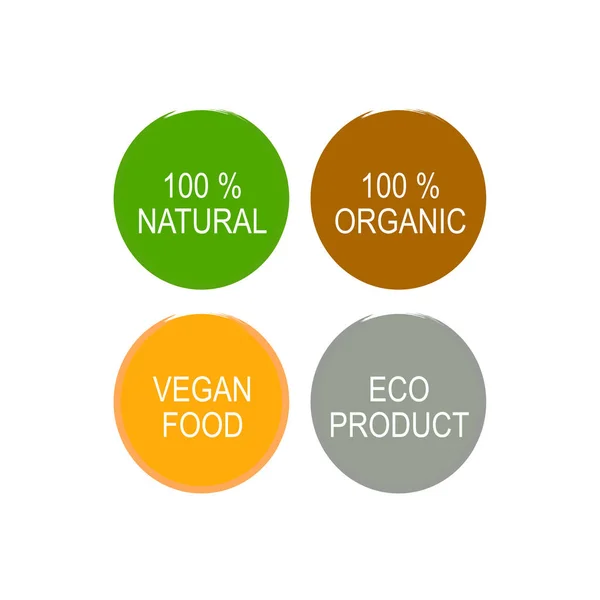 100 Natural 100 Organic Vegan Food Eco Product Design Colorful — Stock vektor