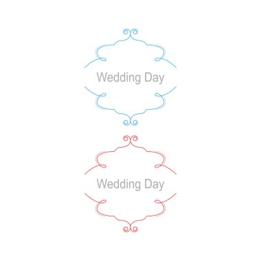 Düğün Günü Basit Simetri Etiketleri (Mavi, Kırmızı )