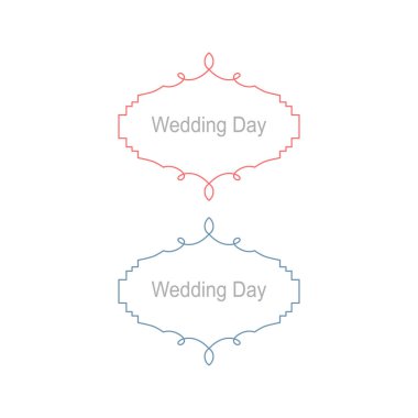 Düğün Günü Etiketleri (Kırmızı, Mavi) Beyaz Üzerine İzole Edildi