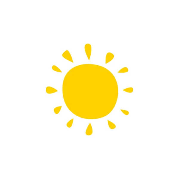 Yellow Sun Simple Art Illustration Symbol Logo Isolated White — 图库矢量图片