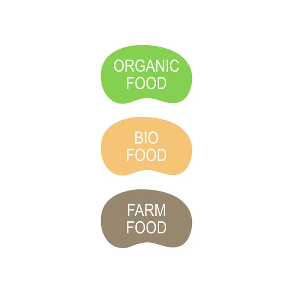 Organic Food Bio Food Farm Food Design Badges Isolated White — Vetor de Stock