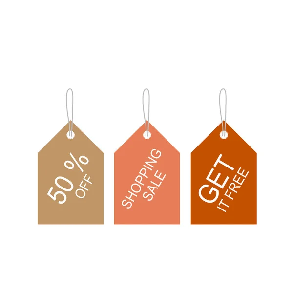 Shopping Sale Get Free Paper Shop Labels Isolated White — 스톡 벡터