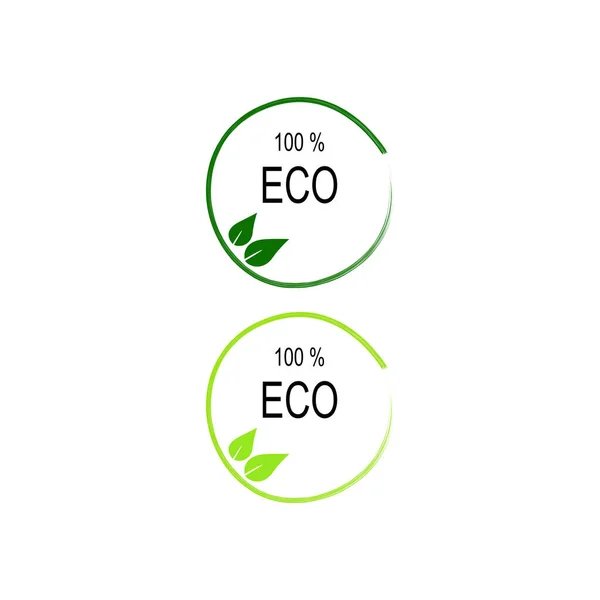 100 Eco Green Labels Isolated White — Stockvektor