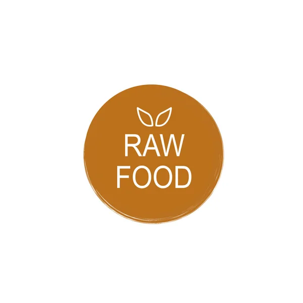 Raw Food Brown Circle Sign Isolated White — Stockvector