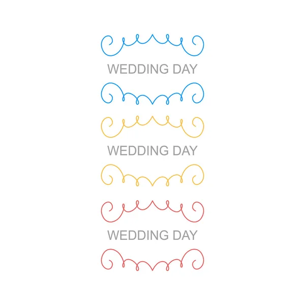 Wedding Day Ornaments Set Isolated White — Vector de stock