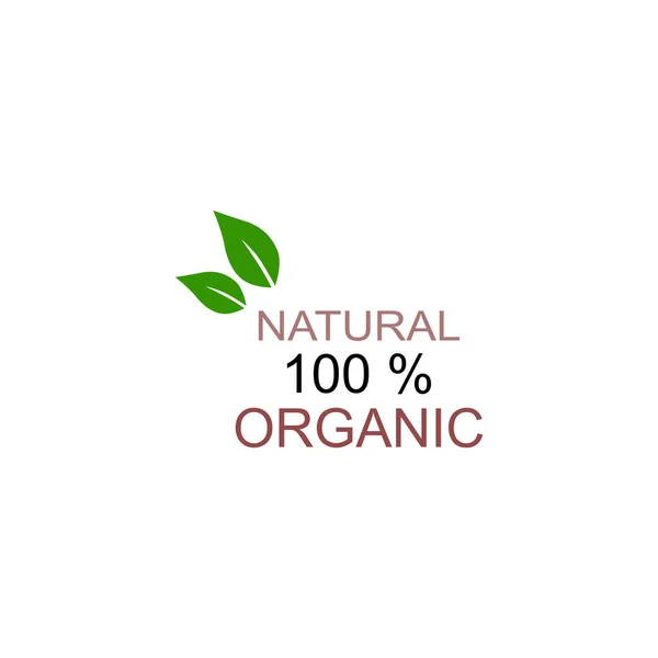 Natural 100 Organic Design Badge Isolated White — Stockvektor