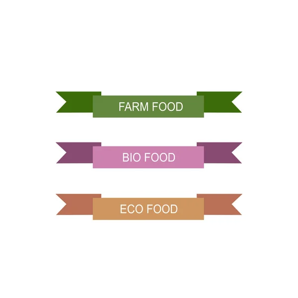 Farm Food Design Colorful Ribbons Isolated White — Stockový vektor