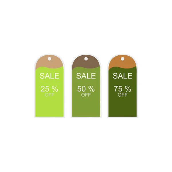Sale Green Paper Tags Isolated White Perfect Bio Shops — 图库矢量图片