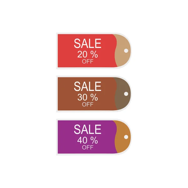 Sale Design Icons Red Brown Purple Isolated White — Stockvektor