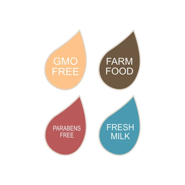 Gmo Free Farm Food Parabens Free Świeże Milk Design Badges — Wektor stockowy