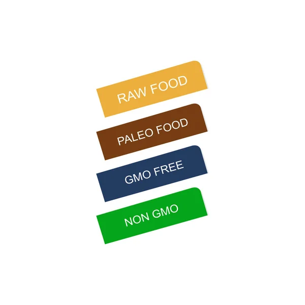 Raw Food Paleo Food Gmo Free Non Gmo Design Tags — Stockový vektor