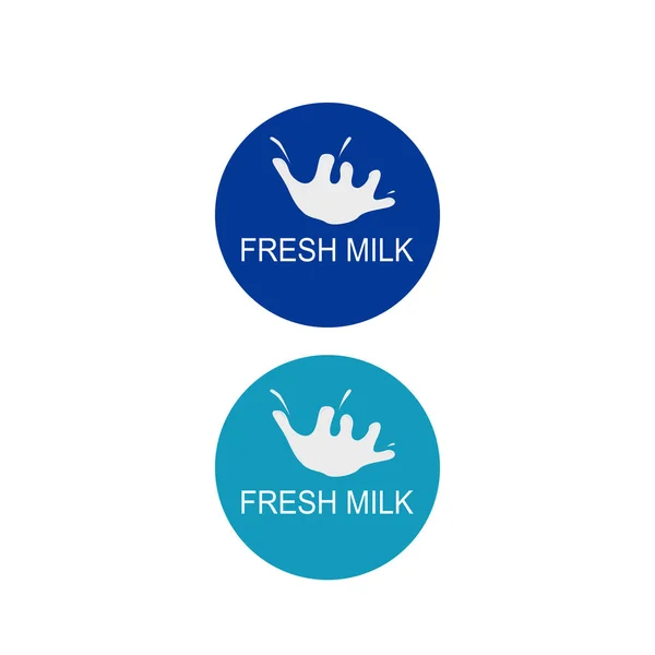 Fresh Milk Design Badges White Blue Isolated White — ストックベクタ