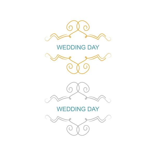 Wedding Day Symmetry Ornaments Gold Silver Isolated White — Vector de stock