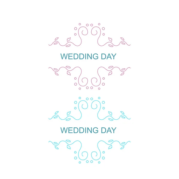 Wedding Day Symmetry Ornaments Pink Blue — Stock vektor