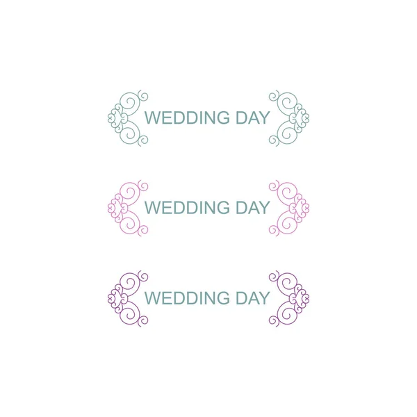 Wedding Day Simple Symmetry Labels Blue Pink Purple — стоковый вектор