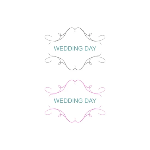 Wedding Day Symmetry Ornaments Grey Pink Isolated White — Vector de stock