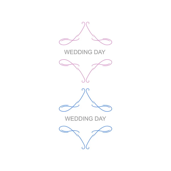 Wedding Day Symmetry Ornaments Pink Blue — Vector de stock