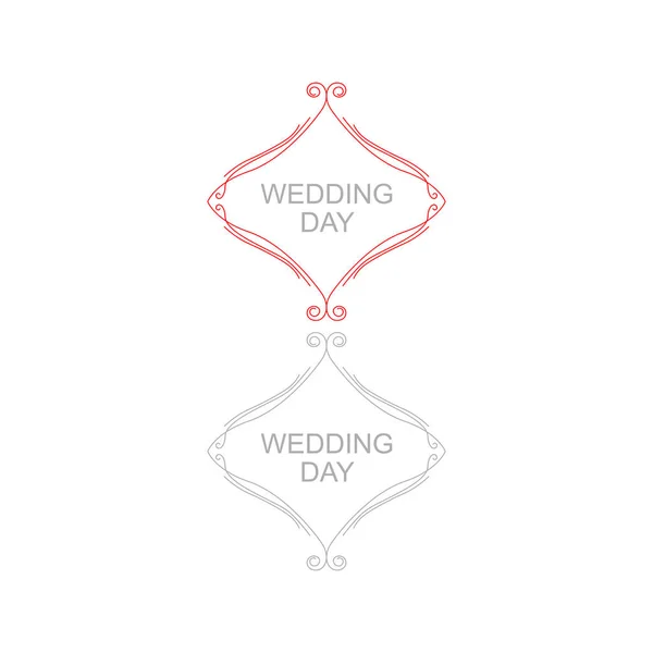 Wedding Day Luxury Labels Red Silver Isolated White — Vector de stock